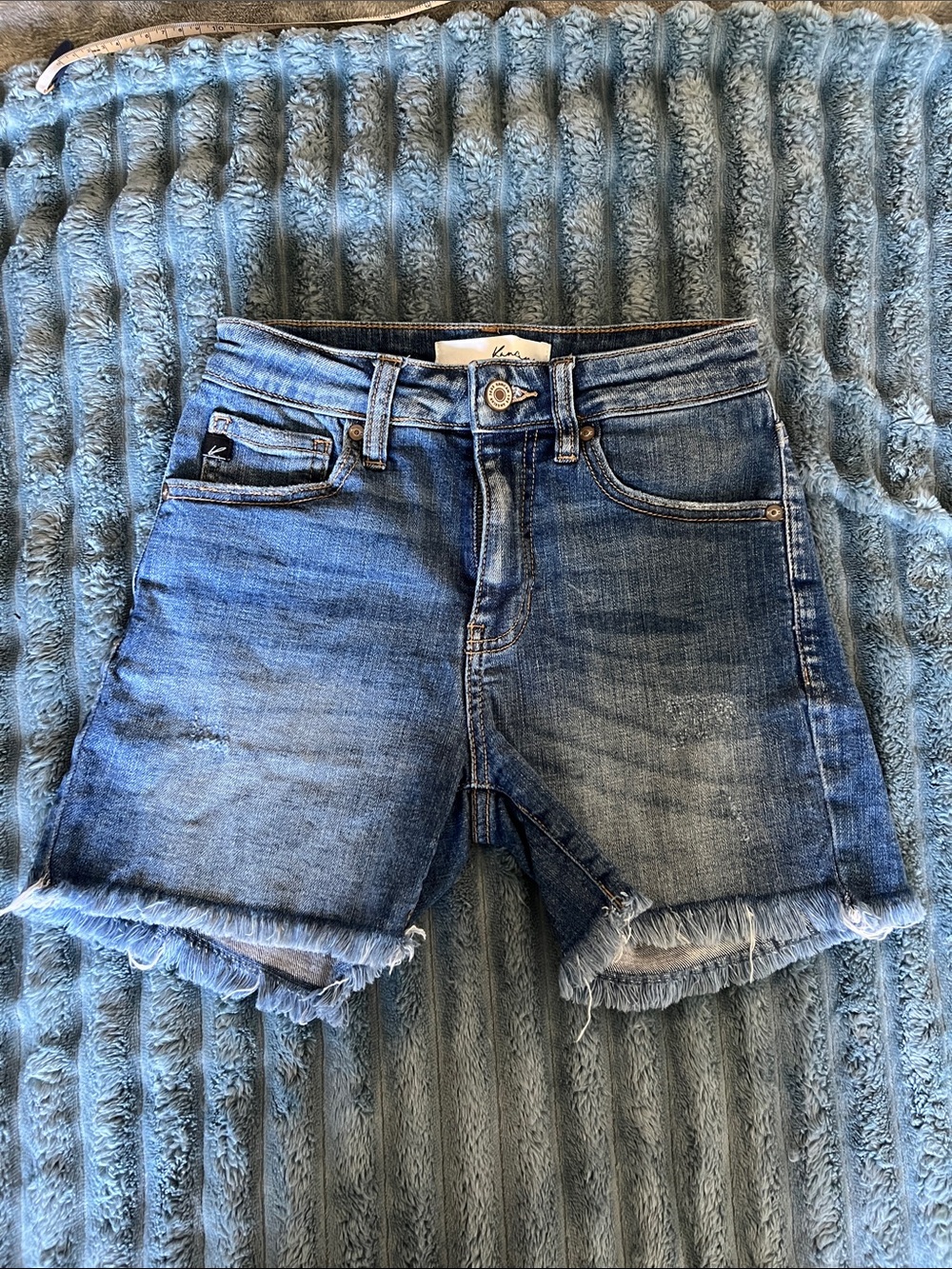 KanCan Blue Distressed Denim Shorts